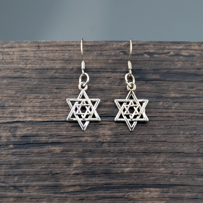 

1pair silver hexagram metal star earring for women girl