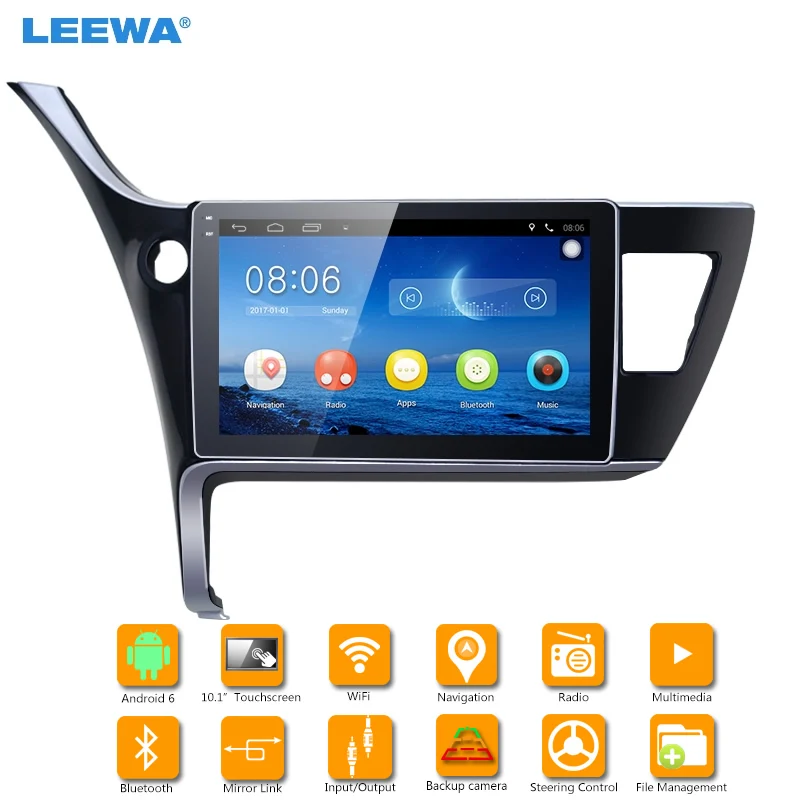 Cheap LEEWA 10.1 inch  Android 6.0 Quad Core Car GPS Bluetooth Navi Radio USB Media Player For Toyota Corolla 2017(LHD) #CA4211 0