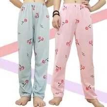 Для сна, низ, женские длинные штаны из хлопка, женские домашние клетчатые пижамы, с принтом, сексуальные, мягкие, скользящие, полные, летние штаны, большой размер, одежда для сна