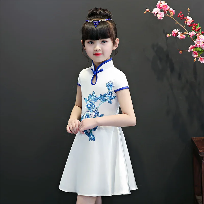 

Girls Cheongsam 2018 New Summer Baby Tang Dress Child Cheongsam Dress China Wind Dress Costume