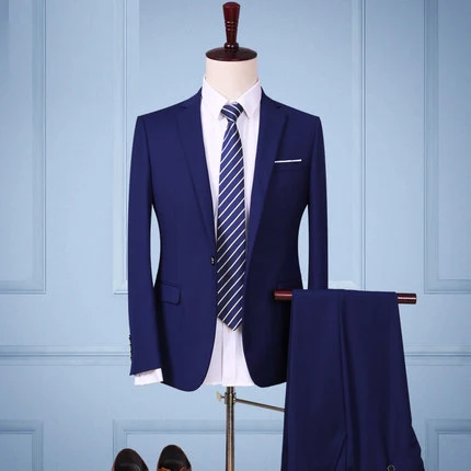 Famous Brand Latest Designer 2 Pieces Men Suits (Jacket+Pants) Two Button Wedding Suits Slim Fit Casual Tuxedo Suits Male