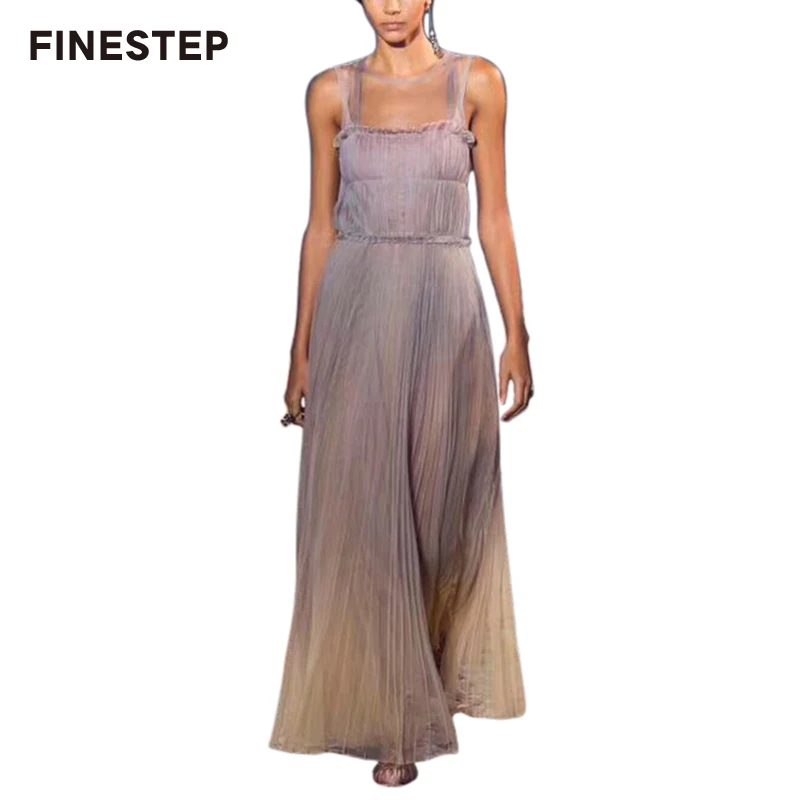 

Elegant Maxi Dress 2019 Purple Dress Summer Sexy Tank Dress Women Big Size Floor-length Dress O-neck Collar
