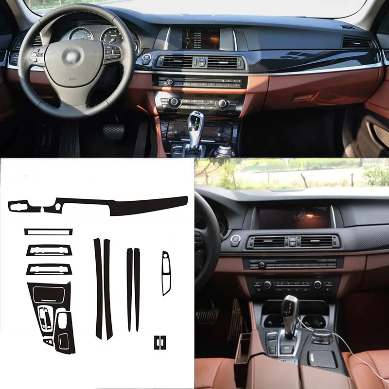 

Car-Styling New 3D Carbon Fiber Car Interior Center Console Color Change Molding Sticker Decals For BMW 5 Series 2011-2017