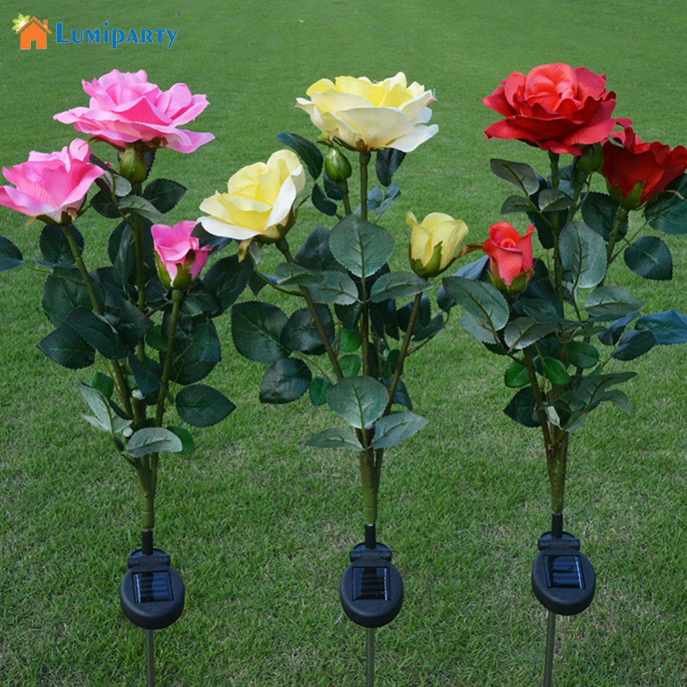 

LumiParty New Rose Flower Solar LED Light Garden Yard Lawn NightLight Lamp Landscape Garden Home Decoration Lights