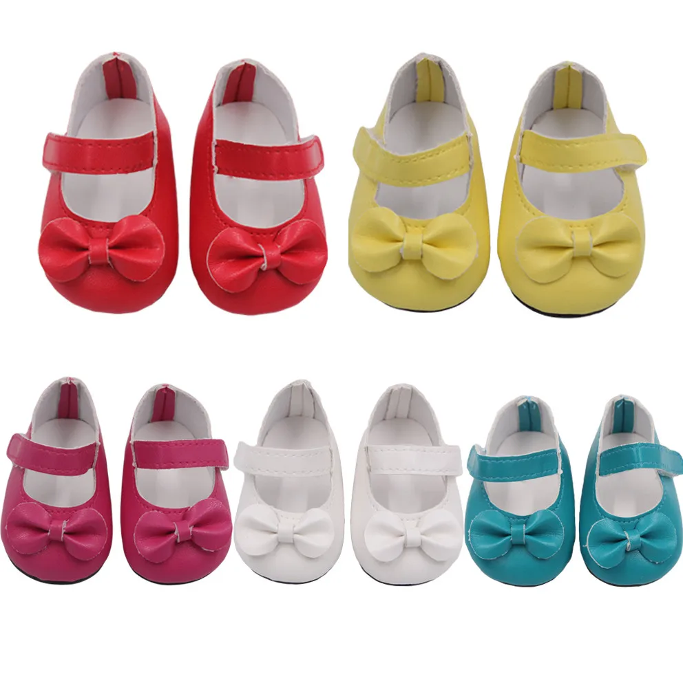 Glitter Doll Shoes baby born Bow Dress Shoes For 18 Inch Our Generation