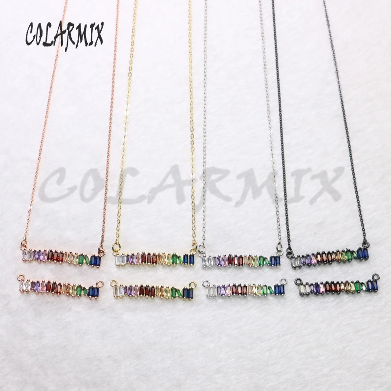 

5 strands Rainbow rectangle pendants necklace Rainbow zircon connector accessories pendants jewelry gift for mother gift 5421