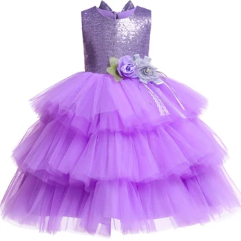 

Sequined Layered TuTu Girls Dress Floral Elegant backless kids dress for girls Princess dress Christmas Vestido birthday party