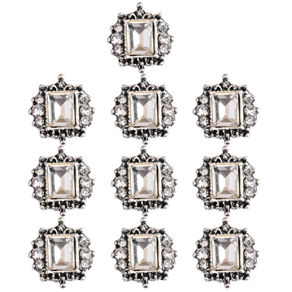 10pcs Square Crystal Rhinestone Flatback Buttons Embellishment Wedding Craft