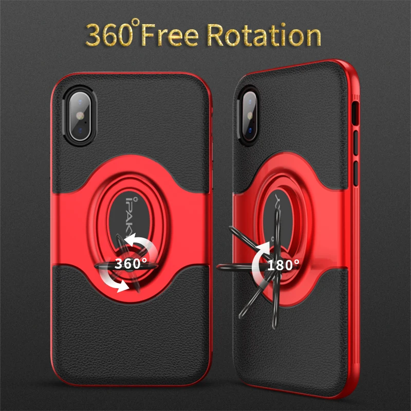 For iphone x case iPaky Finger Grip Ring Cover Case For iPhone X PU Leather Cases for iphone 10 iphone x case Drop resistance