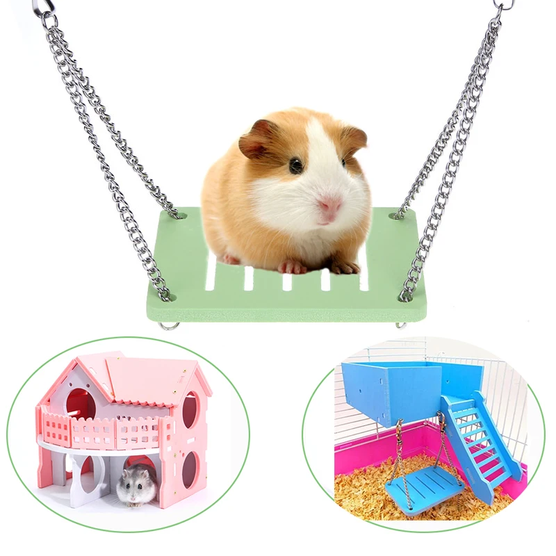 Hamster Toy Small Pets Chain Swing Hanging Gadget Wooden Accessories