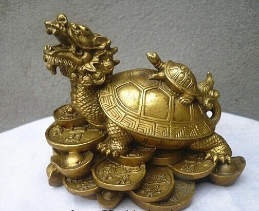 

S07110 lucky Chinese handwork Bronze Fengshui Dragon Turtle Statue discount 30% (C0324)