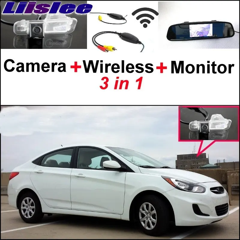 

Liislee 3 in1 Special Camera + Wireless Receiver + Mirror Monitor DIY Back Up Parking System For Hyundai Accent RB Sedan