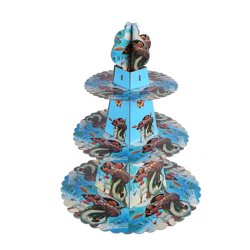 

Moana Maui Theme 3-Tier Paper Cake Stand Hold Cookies Kid Birthday Party Baby Shower Dessert Cupcake Stand Candy Bar Decoration