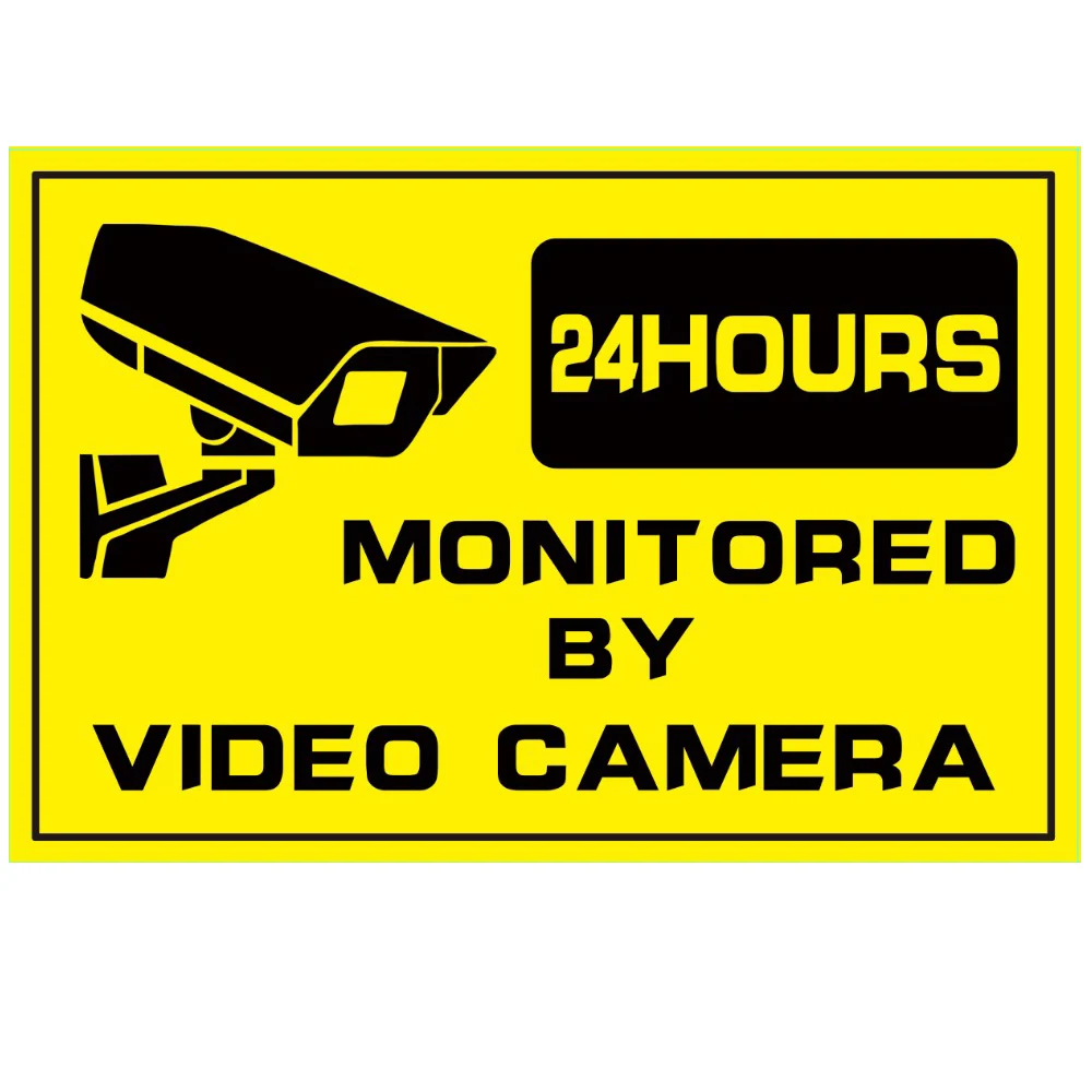 

2pcs Security Warning Stickers 24 Hours Safety Alarm Warning Decal Signs Surveillance Camera Mark CCTV Alert Sign Stickers