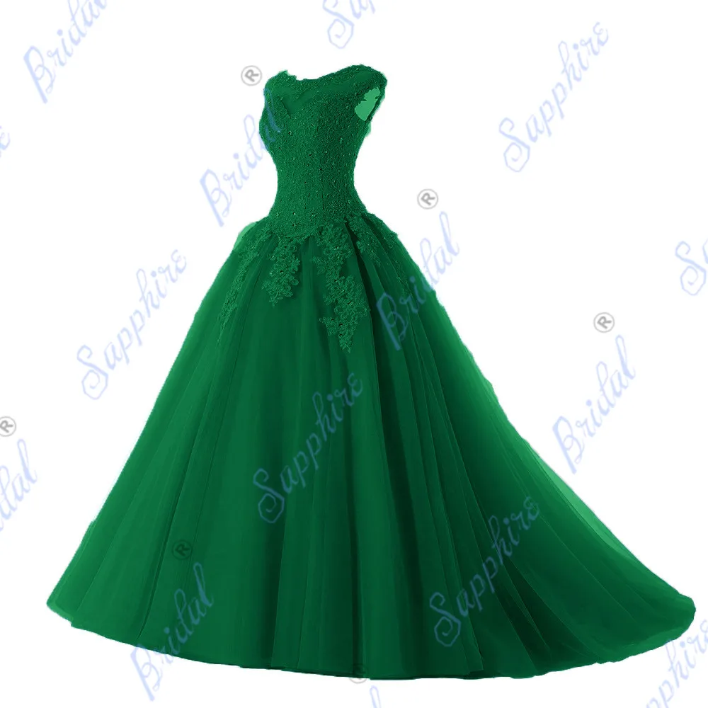 Новая коллекция Бальные платья 15 лет Vestidos De 15 Anos с высоким горлом, красные, розовые, бирюзовые Бальные платья, вечерние сексуальные платья - Цвет: BLF-105-green