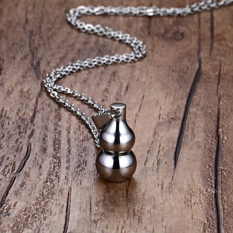 

Mens Necklaces Stainless Steel Naruto Gaara Gourd Pendant Necklace Open Bottle Remembrance Jewelry Gold Silver Color 20"