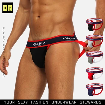 

ORLVS Brand Brave Person Men's Sexy Briefs Underwear Men G-string Thong Tanga Exotic Solid Panties Underwear Cotton OR137