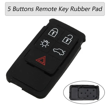 

5 Buttons Remote Key Pad FOB Silicone Mat Black Case For Volvo S60 S80 XC70 XC90 Replacement Parts Accessories