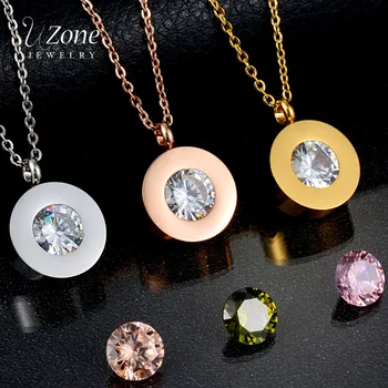 

UZone Famous Brand 316L Crystal Necklace Interchangeable 3 Colors CZ Stone Female Necklace Braid Wedding Jewelry For Women