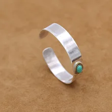 S925 Стерлинговое Серебряные ювелирные изделия Ретро тайский серебряный простой Для мужчин и женское бирюзовое открытые браслет