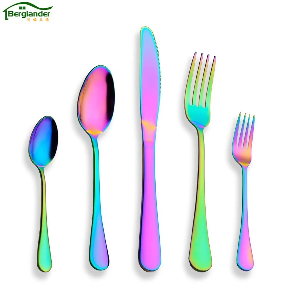 BERGLANDER 30 Piece Rainbow cutlery set Stainless Steel Tableware set