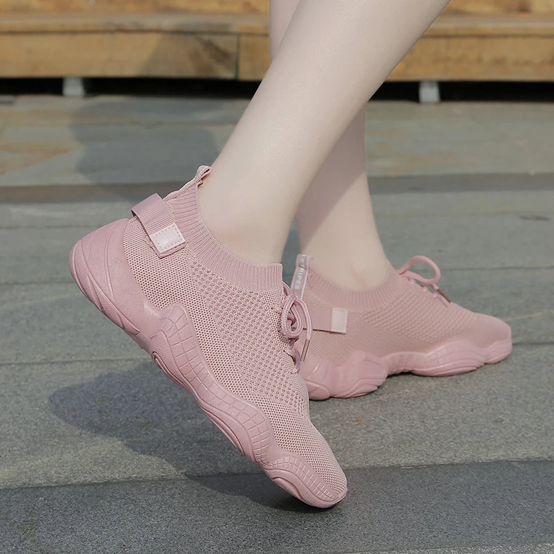 

GOODRSSON Women Casual Shoes Flying Woven Vamp Breathable Lace Up Simple Casual Joker Women'S Shoes Outdoor Leisure Sport Shoes