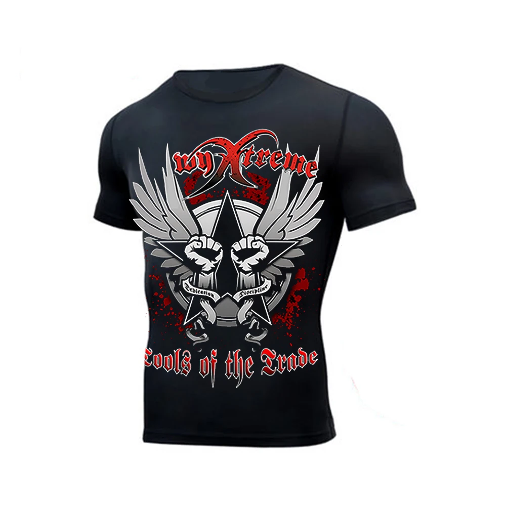 

High Quality Men's Short-Sleeved Boxing Jerseys Fitness Full-sleeved Boxing Shirts Bodybuilding Fashion Boxing Tees Rashguard