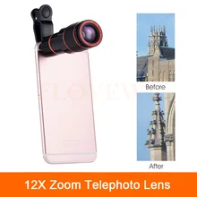 Высокое качество 12x зум телеобъектив для iPhone 6 6s 7 Plus 4 4s 5 5S 5c SE телескоп с зажимами Объективы для камеры мобильного телефона