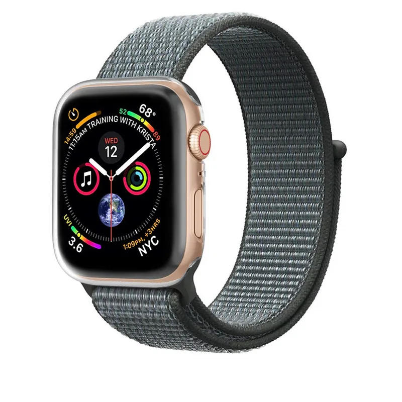 Нейлоновая петля, ремешок для Apple Watch, ремешок 44/42/40/38 мм Спортивная дышащая correa в едином положении во время занятий легкой атлетикой, браслет на запястье для наручных часов Iwatch, 4/3/2/1 аксессуары - Цвет ремешка: Storm cloud