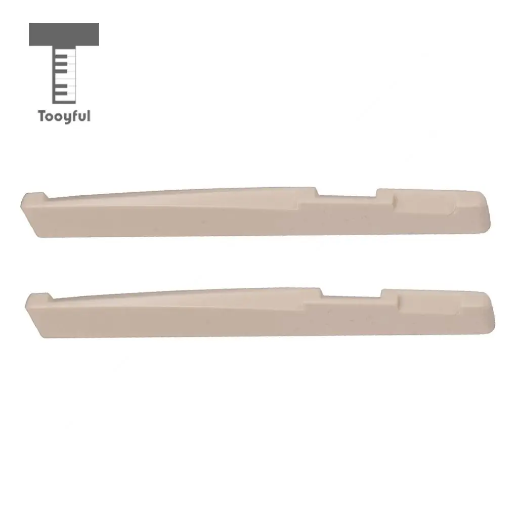 Tooyful Durable 2 Pieces Black Plastic Slotted Acoustic Guitar Bridge Saddles DIY Musical Instrument Accessory