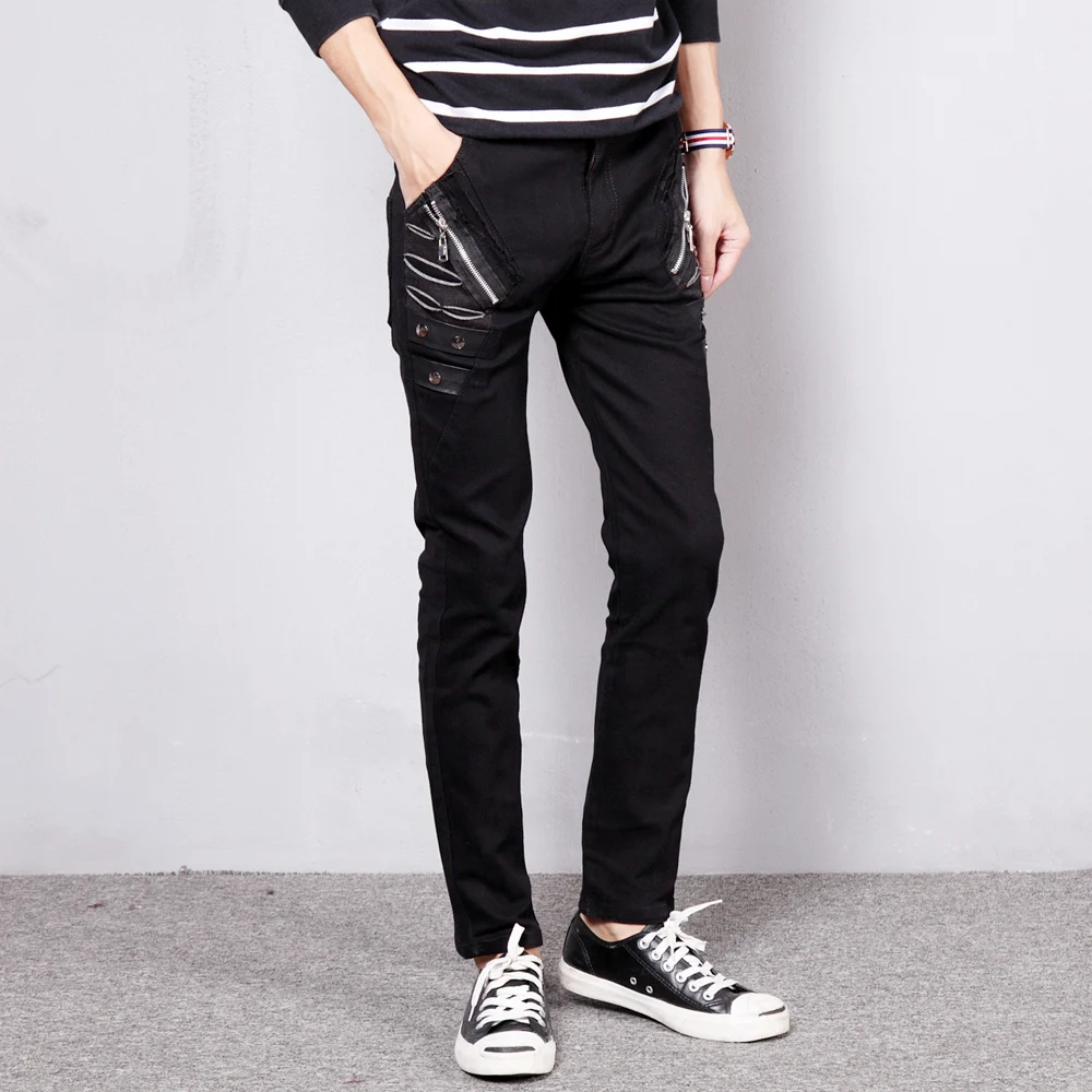 Zipper Compression Tights Skinny Pants Cotton Linen Mens Fashion