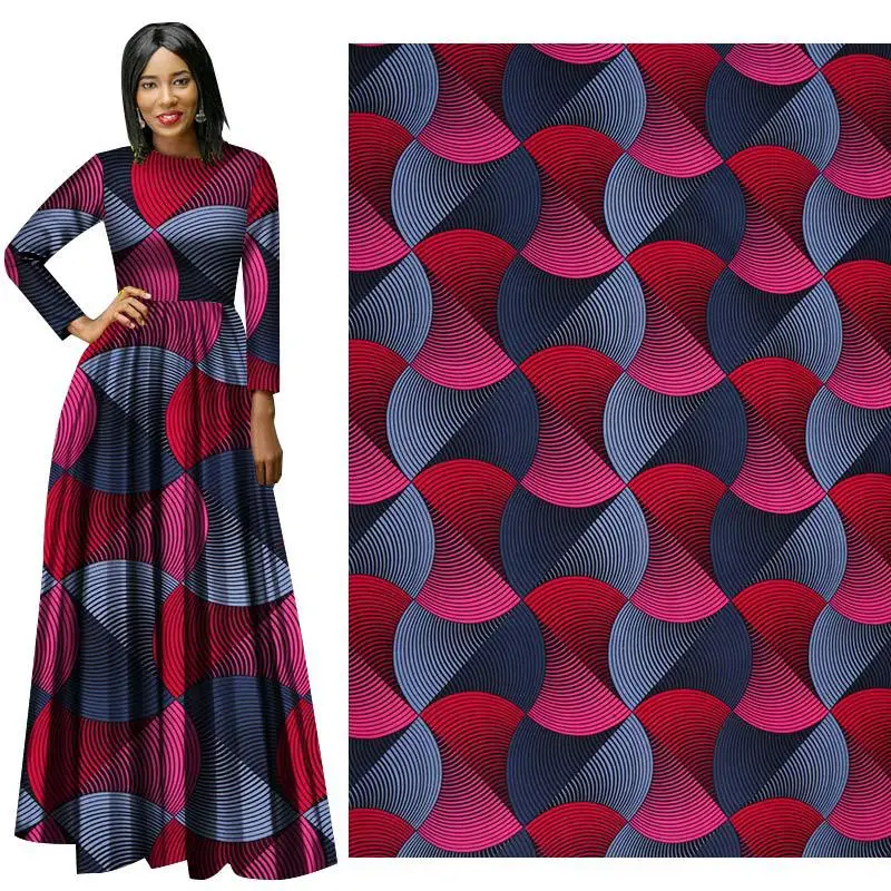 

Autumn and winter new plain geometric pattern double-sided printed cloth African national costume fabric batik printing cloth
