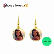 Glow В Dark Моана Серьги S & Y 2016 Новая Мода урожай Круглый Золото Серебро Медь Стекло Серьги Моана Ювелирные Изделия подарок