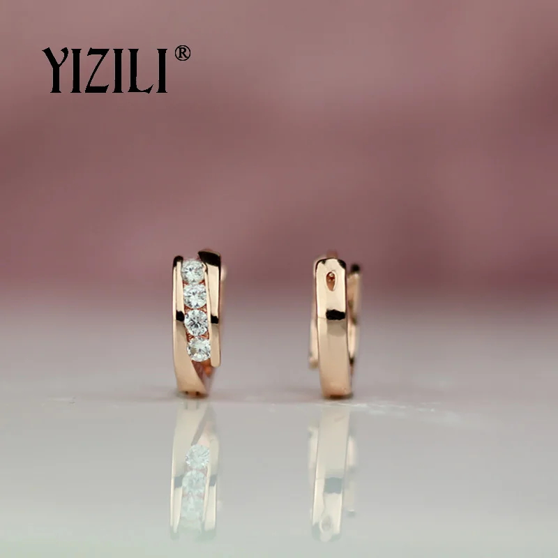 Серьги подвески YIZILI из розового золота 585 пробы с натуральным