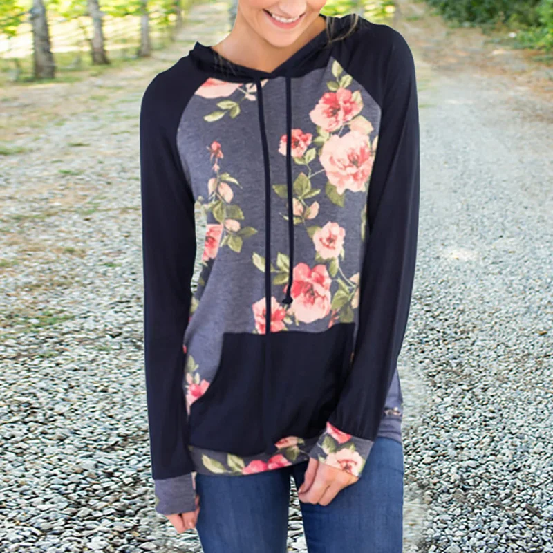 Gladiolus Floral Print Autumn Winter Hoodies Women 2018 Long Sleeve Casual Pockets Hooded Sweatshirt Women Pullover Tracksuits (12)