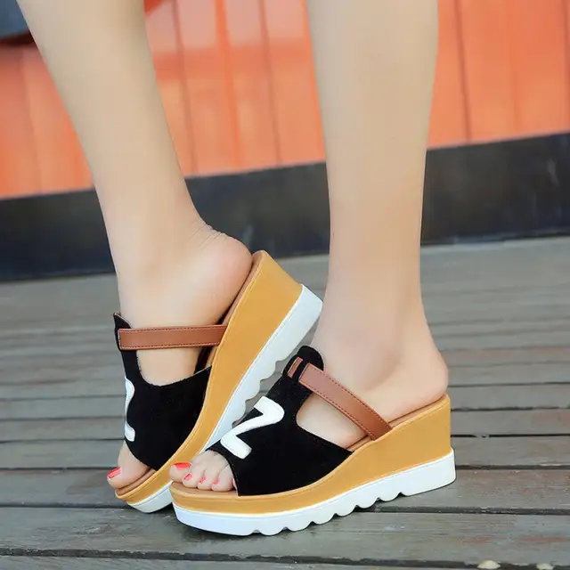 Summer Fashion Gladiator Casual Solid Color Wedges Peep Toe Flatform Shoes High Heels Sandals Slippers Sexy Women Footwear