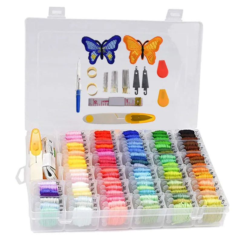 

100pcs Mix Embroidery Floss with Storage Box Cotton Threads Sewing Set DIY Friendship Bracelets Thread Craft For Women Mom Gift