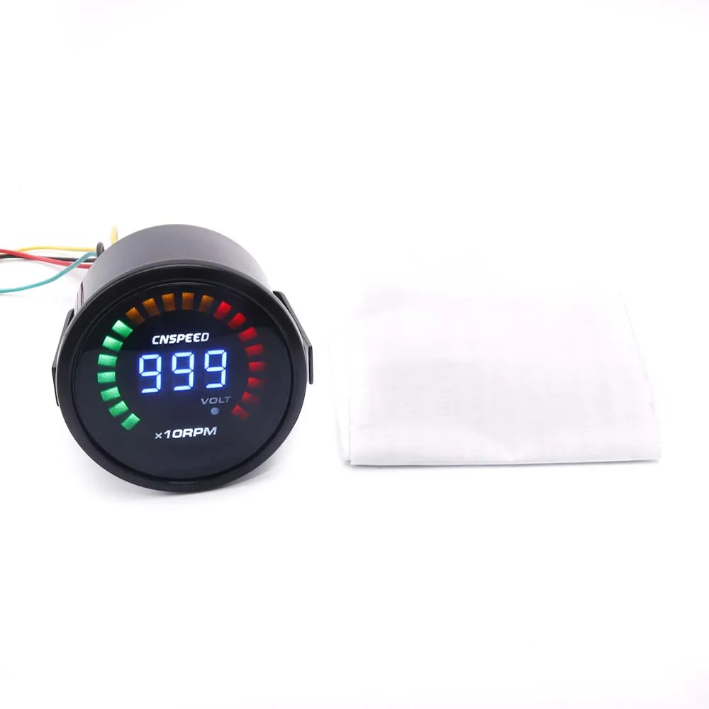 CNSPEED 2"52mm Car Auto Tachometer 0 10000RPM Digital Smoked 20 LED