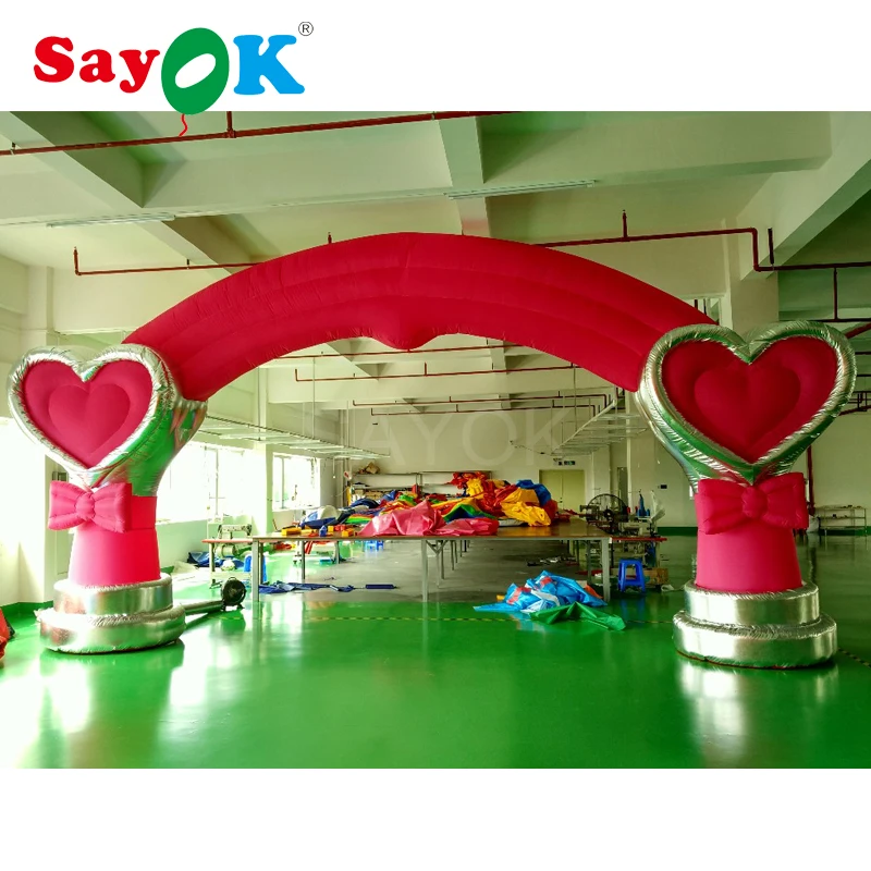 Cheap pink inflatable wedding arch with air blower for party decoration