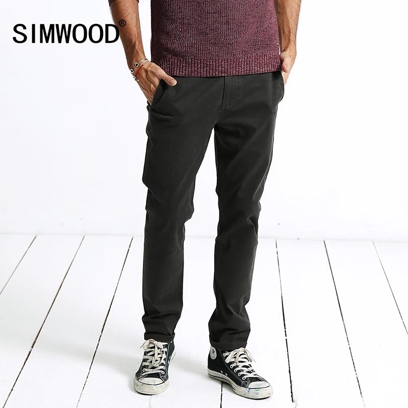 SIMWOOD повседневные штаны для мужчин 2019 Весна Новая мода Slim Fit мотобрюки плюс
