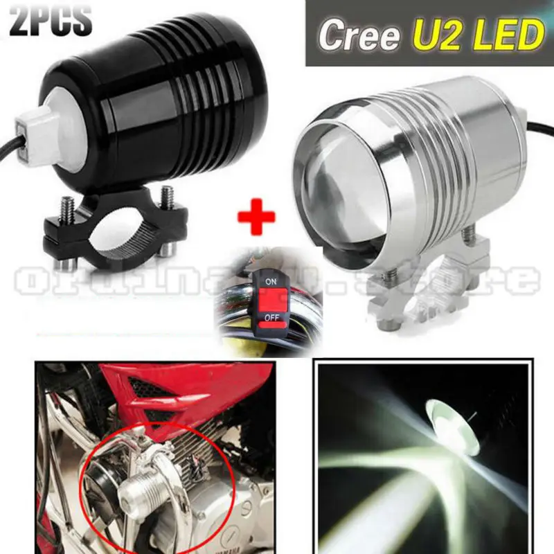 

2PCS 30W Super Bright LED U2 Motorcycle LED Light Driving Fog Lamp Bulb Lens Headlight Offroad Car Truck SUV Spotlight + Switch