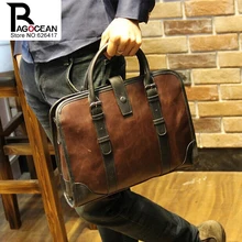 Модный мужской портфель из искусственной кожи, сумка через плечо, брендовая деловая сумка, мужская дорожная сумка, ретро портфель, коричневый, черный