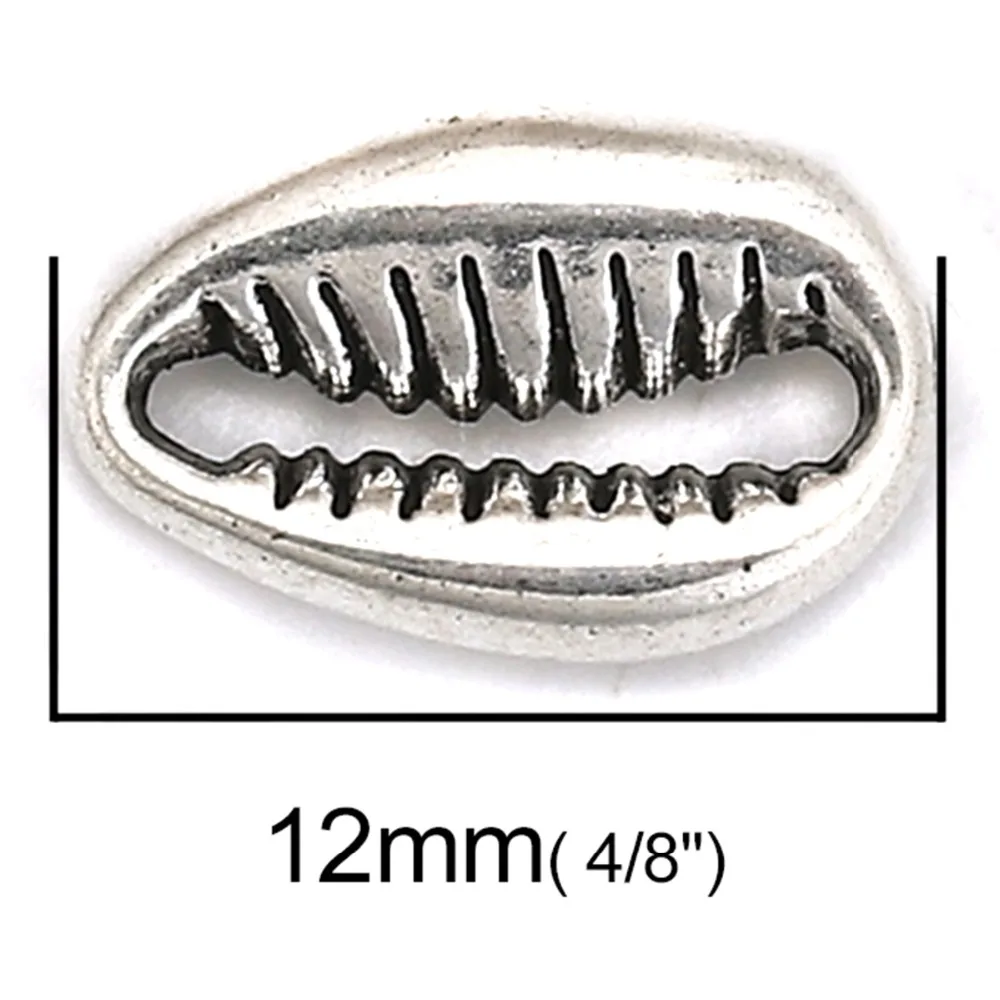 Doreen Box разъемы из сплава цинка Cowrie Monetaria Caputserpentis серебристого цвета 12 мм (4/8 ") x 8