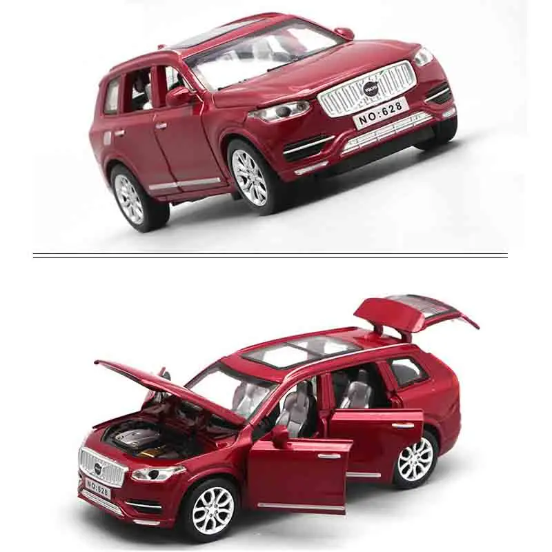 1:32 Diecast Cars Volvo XC90 Model Toy Openable Doors Pull Back Music Light Car Toys for kids children