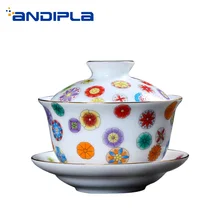 Цзиндэчжэнь керамика синий и белый фарфор Винтаж Gaiwan с комплект крышек домашняя посуда Кунг фу чайный сервиз краткое чайник отправлен друг