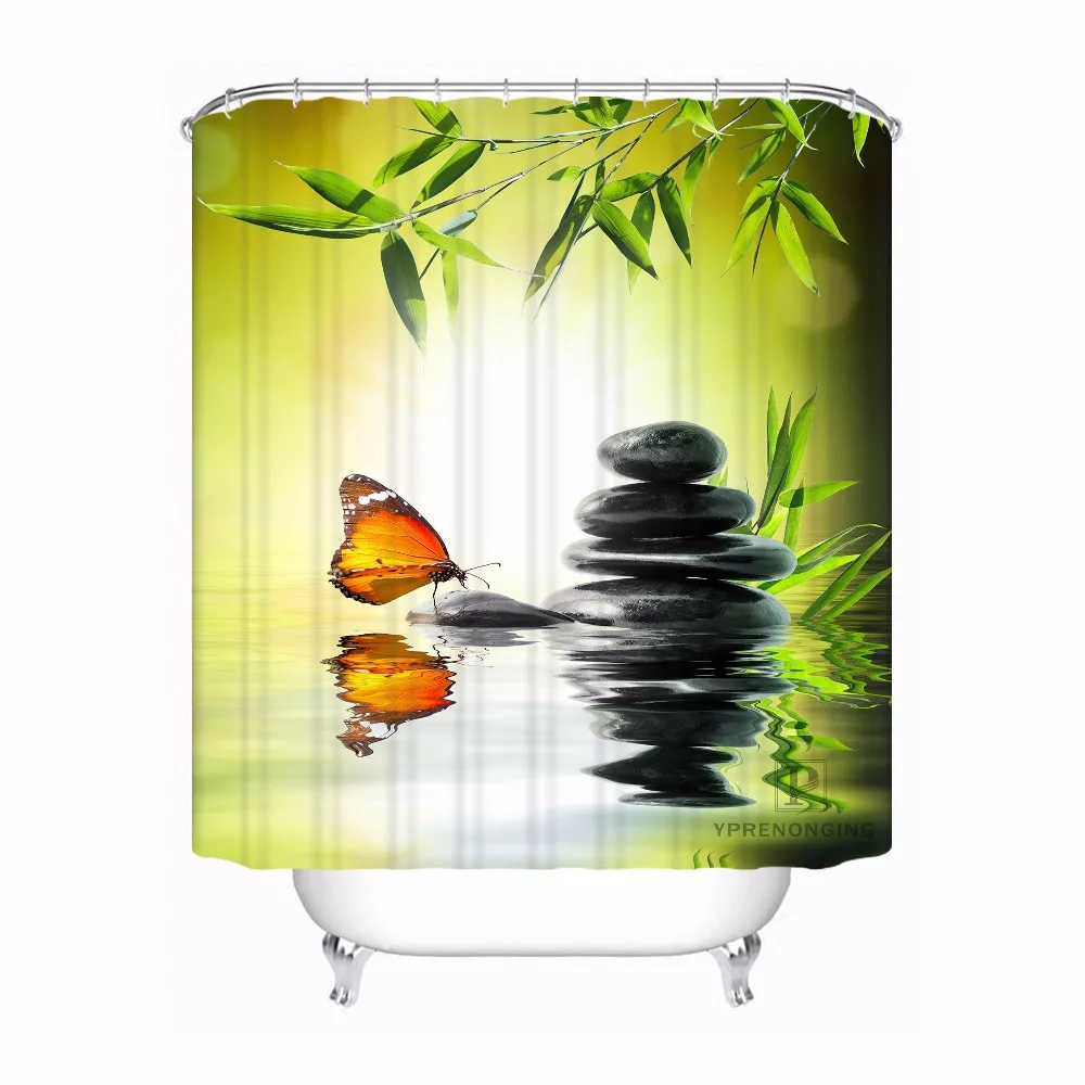 Custom Waterproof Shower Curtain Zen Stone Printed Bathroom Decor