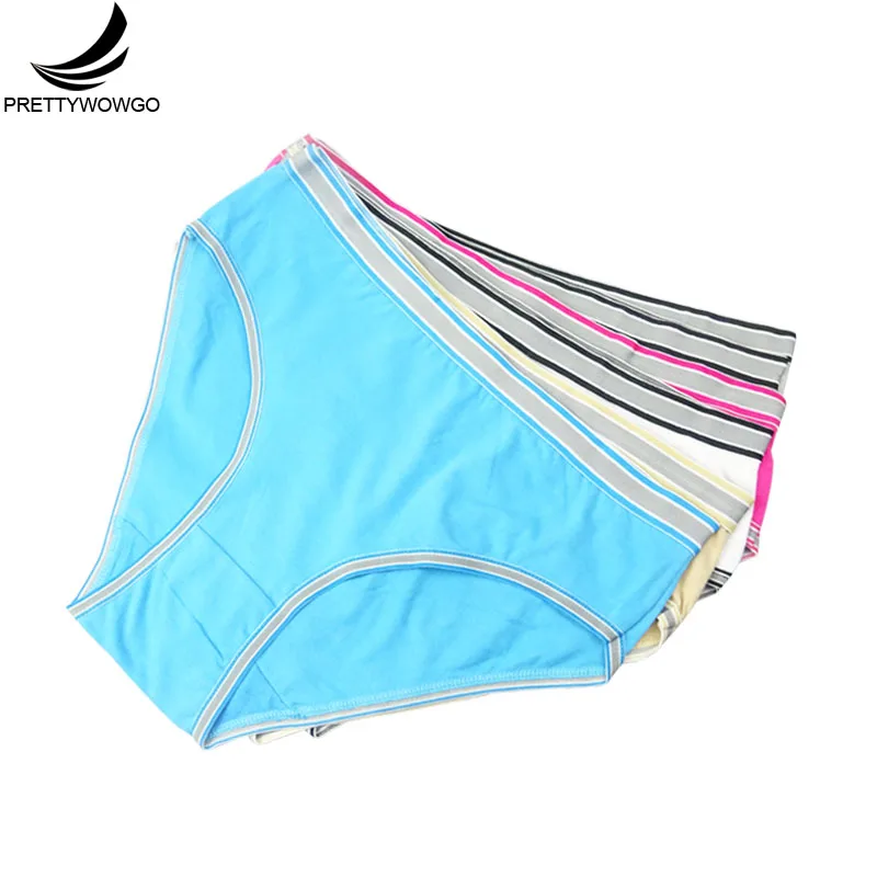 Prettywowgo Comfortable Plus Size Women Cotton Panties High Waist Women's Underwear Briefs 9168