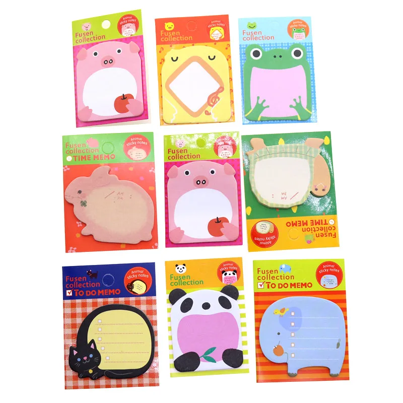Chick Happy Star/® Cute Animal Elephant Frog Panda Cat Piggy Tortoise Novelty Sticky Notes Sticker Marker Memo Notepad