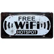 Wi-Fi горячих точек винтажная табличка металлические знаки для дома Бар Кофе вывеска магазина стены арт Декор Рисунок на железной поверхности в стиле ретро 15x30 см N011