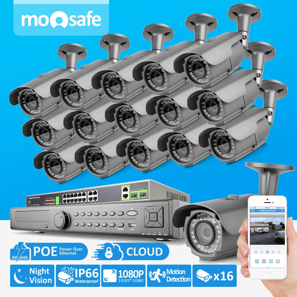 16CH POE Camera video security system Pover Over Ethernet POE camera ...